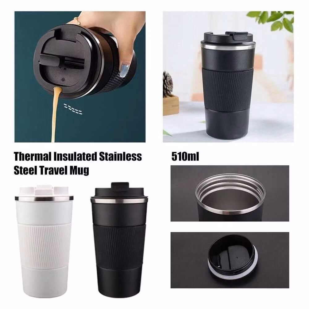 PAWNORA Thermal Travel Coffee Mug with Lid, Black, 510 ml – 4