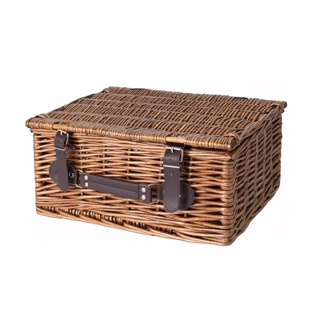 VOGREX Dark Brown Open Weave Rattan Picnic Gift Hamper Display Box – 2
