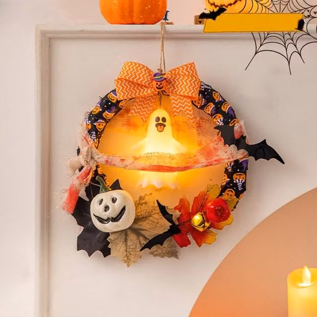 Quipulse Style 3 Halloween DIY Rattan Wreath Multicolour Round Hanging Door Ornament