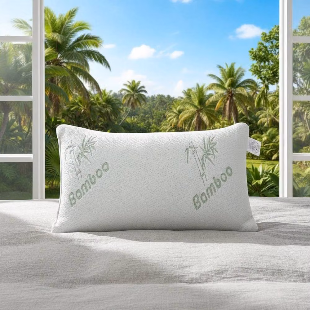 FLAVORA Premium Bamboo Memory Foam Cot Pillow for Babies, White, W/D/H: 40 x 60 x 13 cm – 2