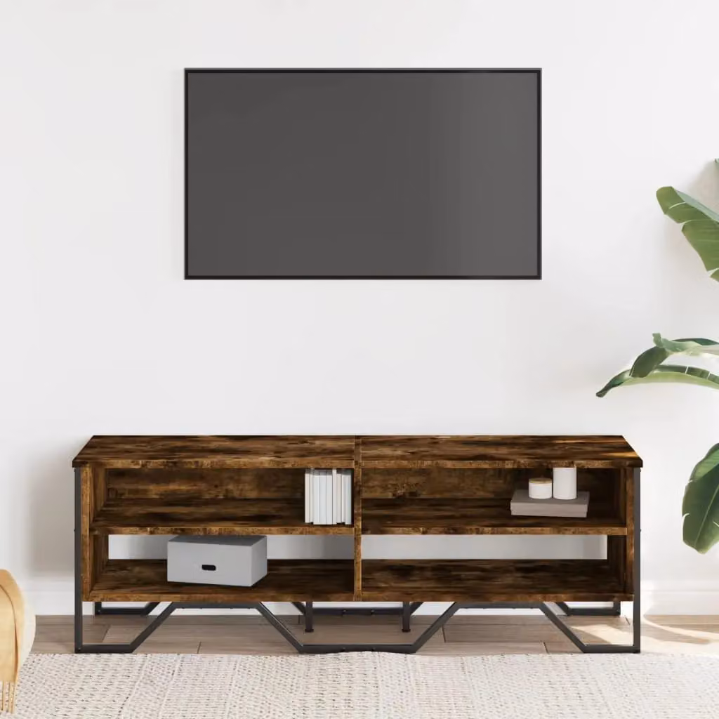 Berkfield Home Modern Smoked Oak TV Cabinet in Brown, W/D/H: 122 x 34 x 41 cm – 3