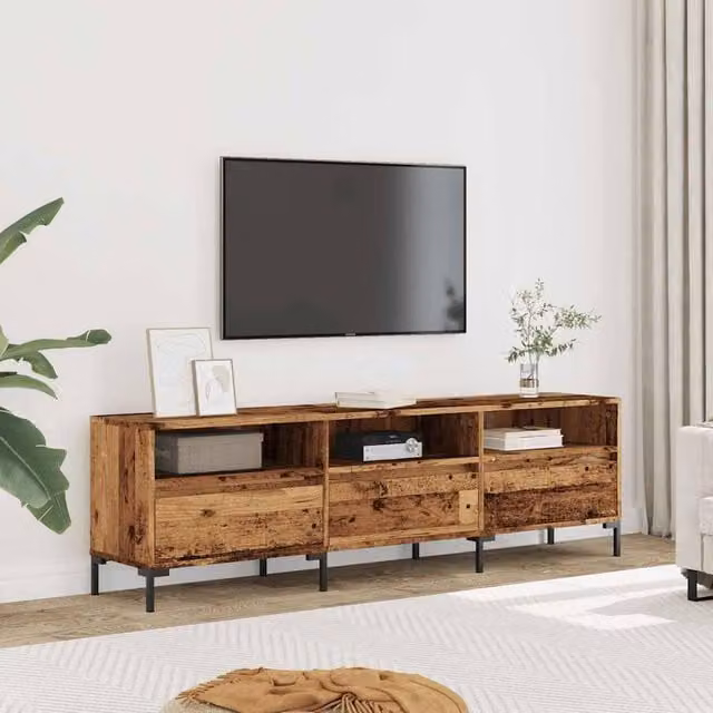 Berkfield Home Industrial TV Cabinet in Brown Old Wood, W/D/H: 150 x 30 x 44.5 cm