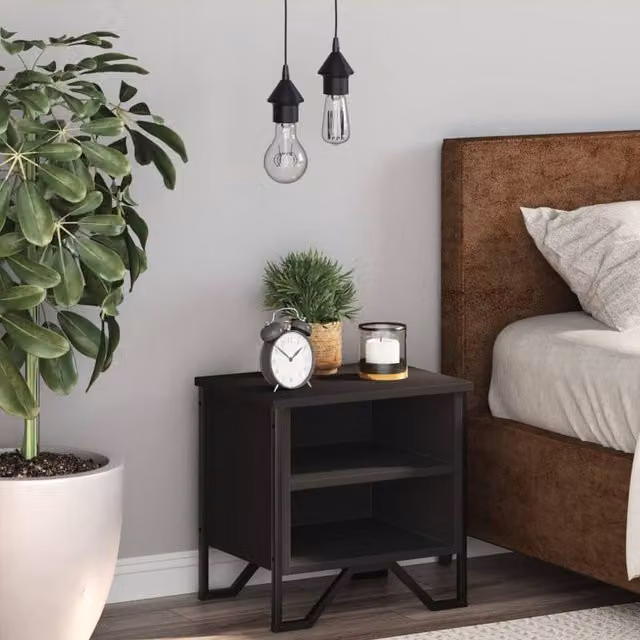 Berkfield Home Elegant Bedside Cabinet in Black, W/D/H: 40 x 30 x 40 cm