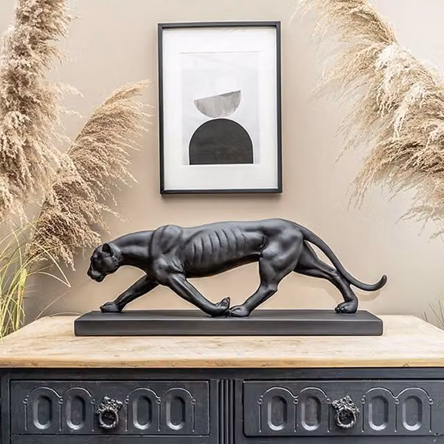Madison & Mayfair Art Deco Style Black Panther On Plynth Tabletop Ornament in Black – 1