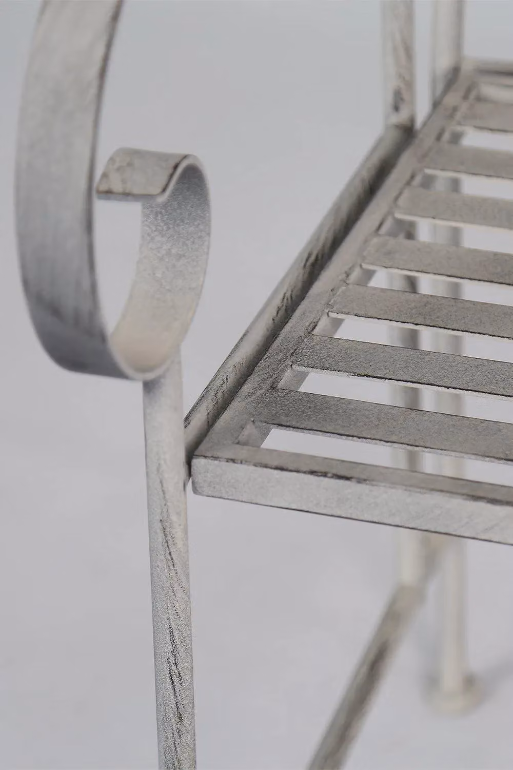 Glamhaus Metal Foldable Garden Bench in Antique Grey – 3