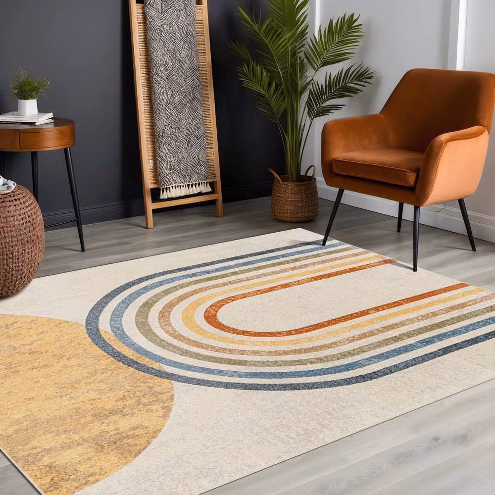 Livabliss Lilian Washable Modern Abstract Rug in Multicoloured Grey and Beige, W/D/H: 120 x 170 cm – 4