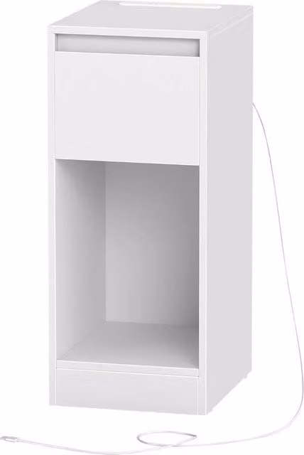EONLION Slim Bedside Table with Integrated Lighting in White