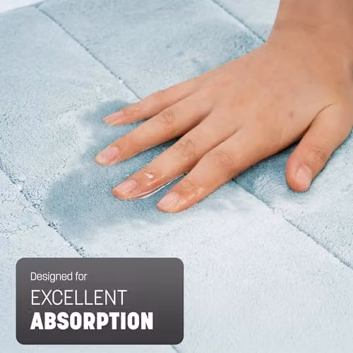 Keplin Memory Foam Bath Mat, Blue and Black, W/D/H: 60 x 90 cm – 1