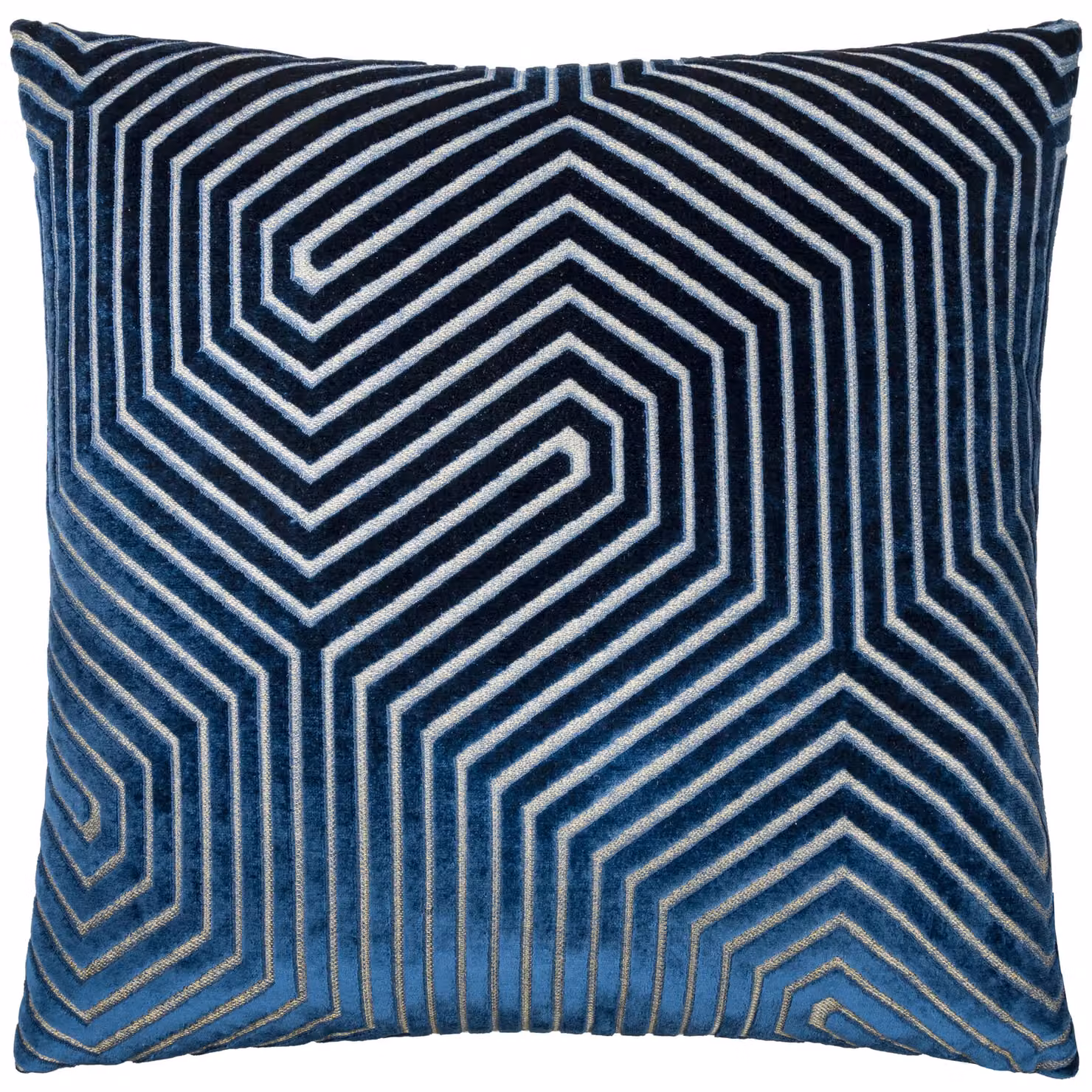 Paoletti Evoke Blue Velvet Square Cushion with Polyester Filling, W/D/H: 55 x 55 x 55 cm – 2