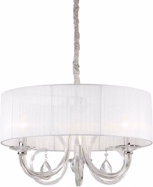 Ideal Lux Swan 3 Light Multi Arm Ceiling Pendant in Chrome with Transparent Glass Shades