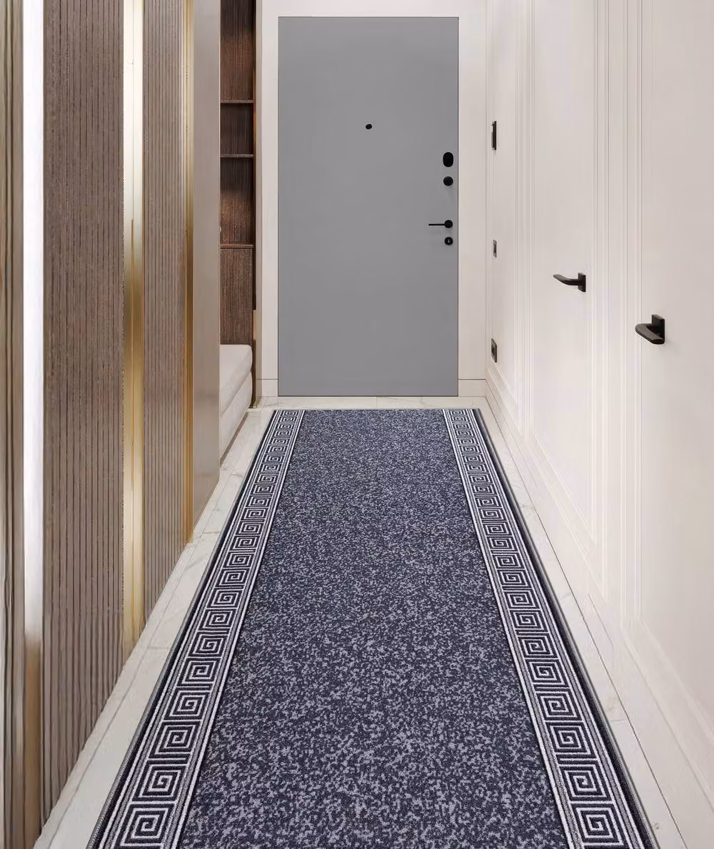 RugsX Grey Mediterranean Anti-Slip Runner, W: 57 cm, L: 360 cm – 2
