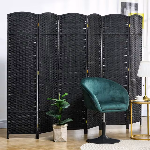 HOMCOM Modern Black Folding Room Divider Panel