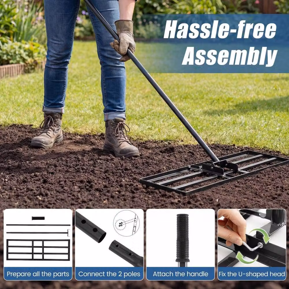 Kelvenix Heavy Duty Manual Lawn Level Tool in Black, W: 75 cm, D: 25 cm – 5