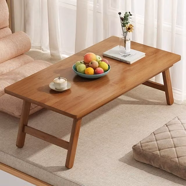 FORGEVIO Bamboo Folding Coffee and Tea Table in Brown