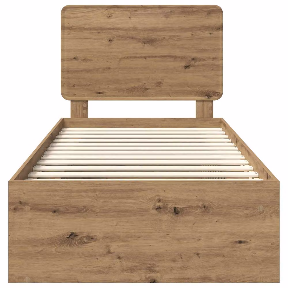 Berkfield Home Artisan Oak Bed Frame in Brown, Solid Pine and Wood with Drawers, W/D/H: 100 x 200 cm – 4