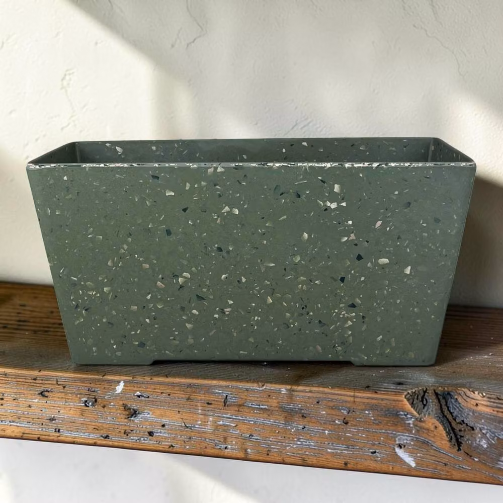 Four Candle Sage Bamboo Terrazzo Planter in Green, W: 29.5 cm, D: 13 cm, H: 14 cm – 2