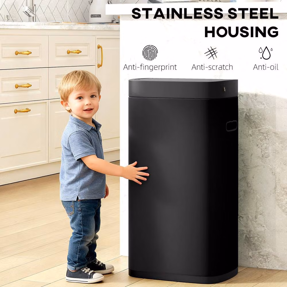 STILVORA 50L Sensor Bin with Touchless Opening, Black, Stainless Steel and Fingerprint Proof, W/D/H: 26.5 x 35.5 x 68.0 cm – 7