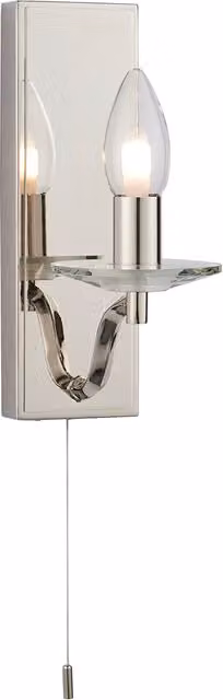 Perch & Parrow Serena Clear Crystal Bathroom Wall Light in Silver and Transparent