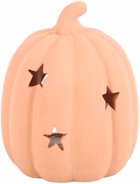 KDMD Orange Ceramic Pumpkin Tealight Holder for Autumn and Halloween Decor, Diameter: 9 cm