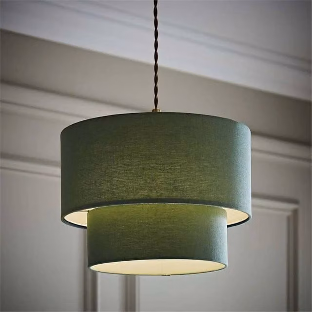 FORGEVIO Modern Cylinder Fabric Lamp Shade for Ceiling Lights in Green – 1