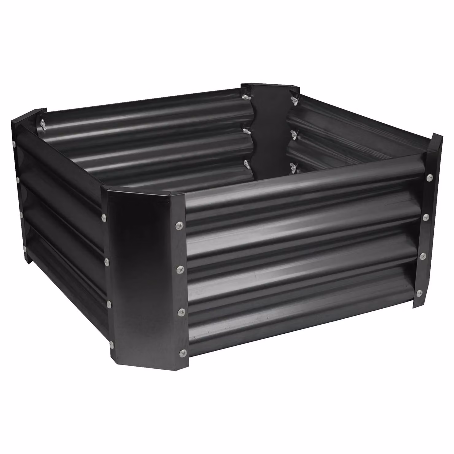 Harbour Housewares Set of 2 Black Galvanised Steel Bottomless Raised Garden Beds, W/D/H: 60 x 60 x 30 cm – 4