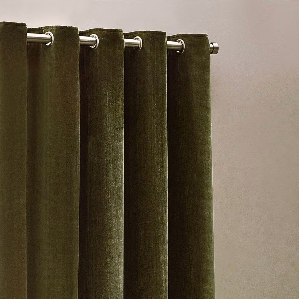 Yard Heavy Chenille Blackout Eyelet Curtain Pair in Green, W: 229 cm, H: 229 cm – 3