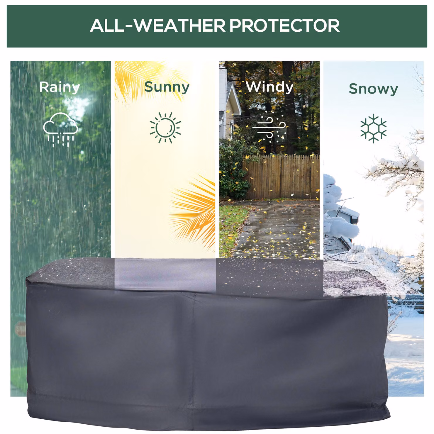Outsunny Waterproof Grey Oxford Cloth Garden Sofa Cover for 2-3 Seater Sets – 3