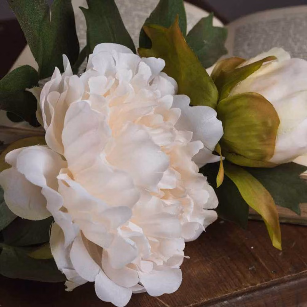 Lemon Pavilion White Peony Artificial Flower, W26 x D26 x H52 cm – 2