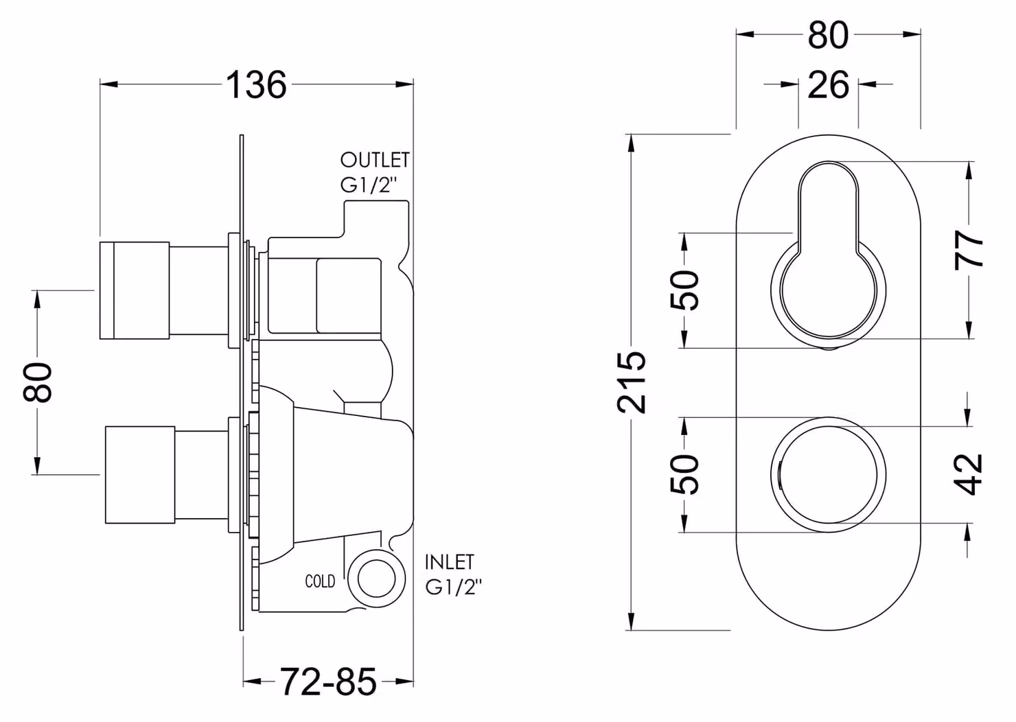 Balterley Pride Round Concealed Twin Thermostatic Shower Valve, 1 Outlet, Brushed Brass – 2