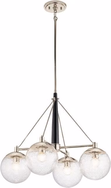 Kichler Marilyn 4 Light Chandelier in Grey and Silver Metal with Glass Spheres
