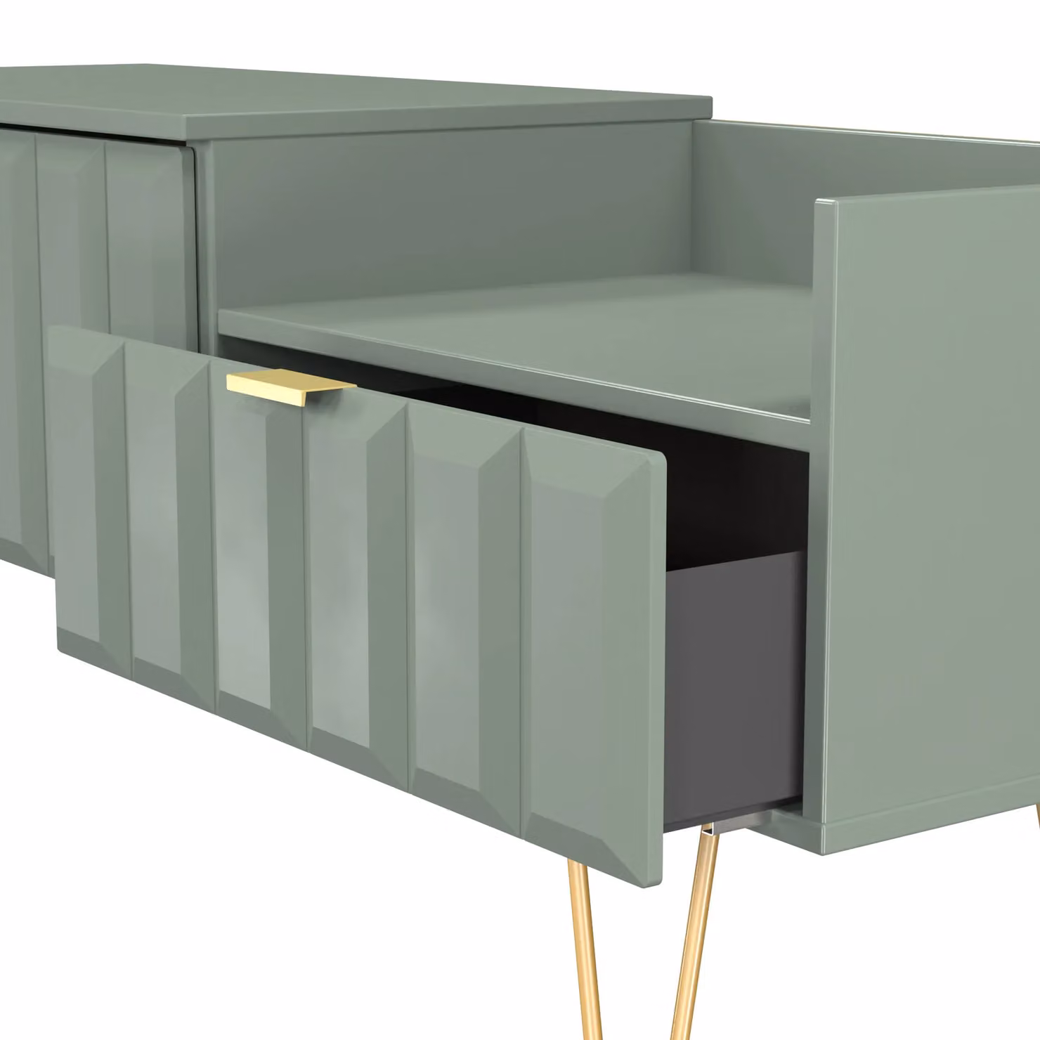 Ready Assembled 2 U Metro 2 Drawer Coffee TV Unit in Pale Green – 3