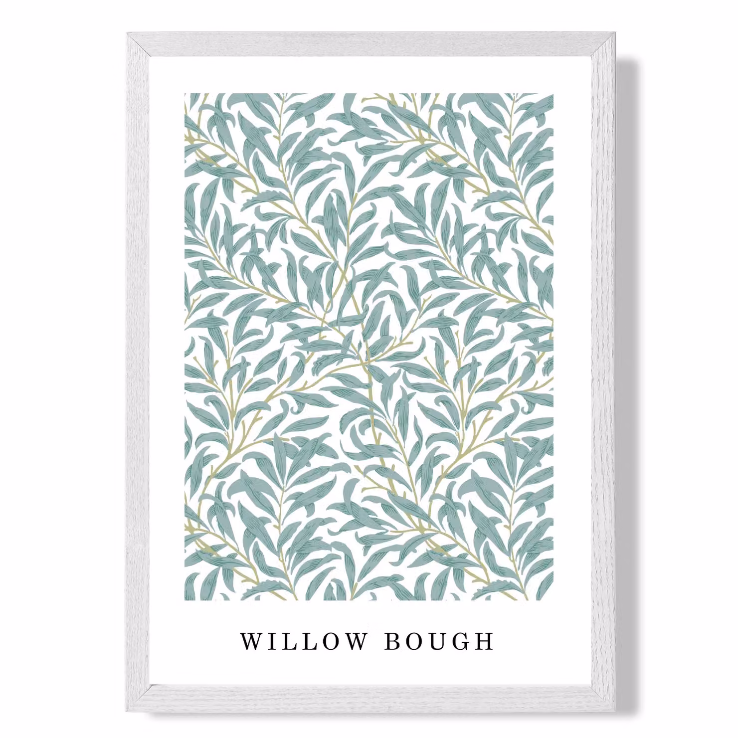 ARTZE Vintage William Morris Green and Yellow Willow Pattern Botanical Floral Art Print with White Frame, A2 – 2