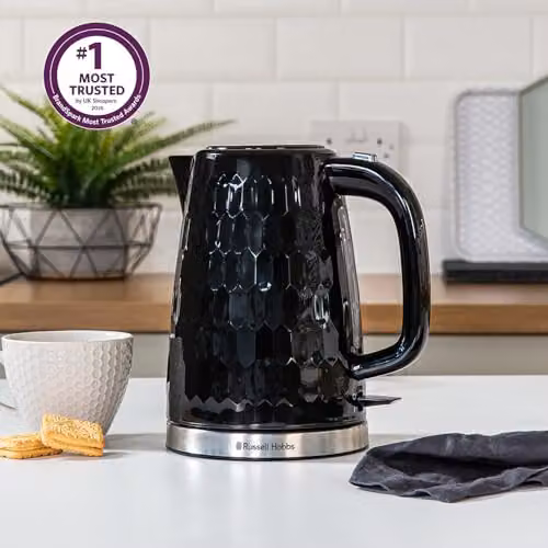 Russell Hobbs Honeycomb Electric Cordless Kettle, 1.7 l, Black – 2