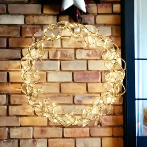 mysmartbuy 140 LED Copper Wreath with Timer in Gold, Diameter: 31 cm