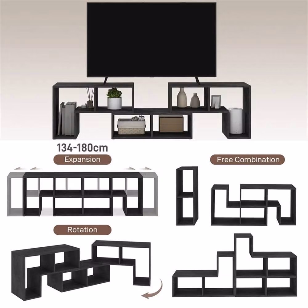 Nordara Black Modern MDF TV Unit for TVs up to 75 Inches, W/D/H: 180 x 45 x 30.5 cm – 5