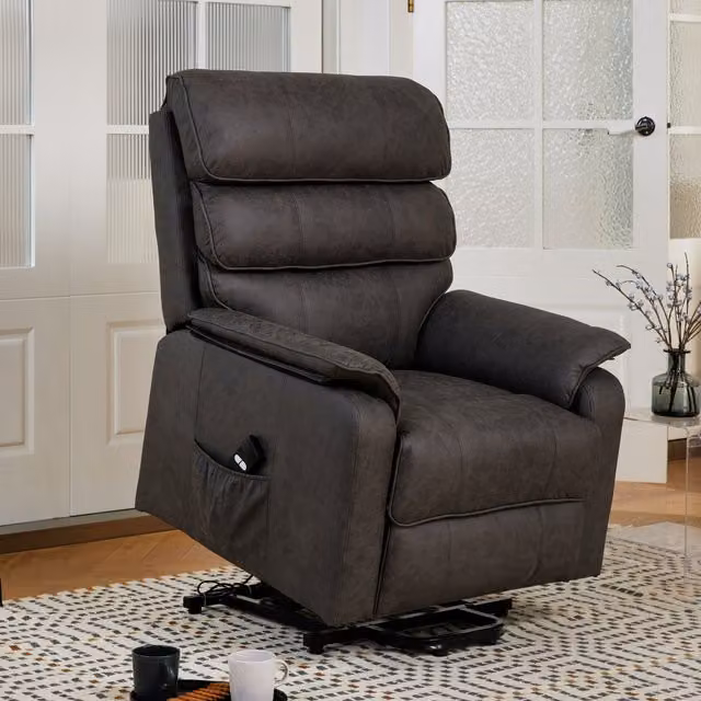 Scarlett Electric Recliner Lift and Tilt Riser Armchair in Grey Air Leather