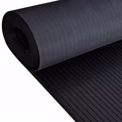 Ark Mat Black Striped Ribbed Rubber Flooring Matting W/D/H: 1 x 2 x 0.3 cm – 1