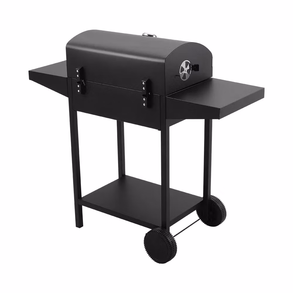 Living and Home Charcoal BBQ Grill with Side Table and Cart in Black Steel, W/D/H: 119 x 50 x 101 cm – 5