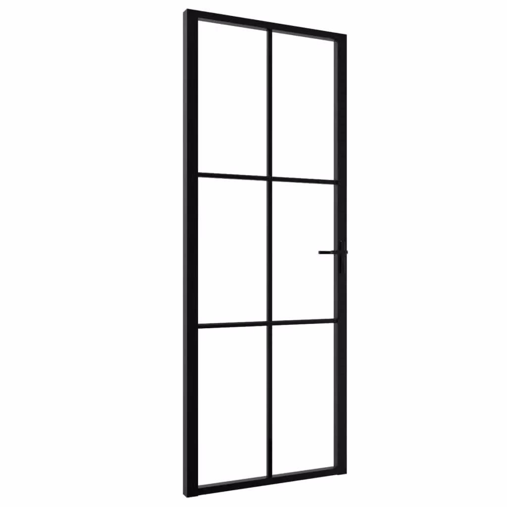 Berkfield Home Modern Interior ESG Glass and Aluminium Door, Black, W: 76 cm, H: 201.5 cm – 2
