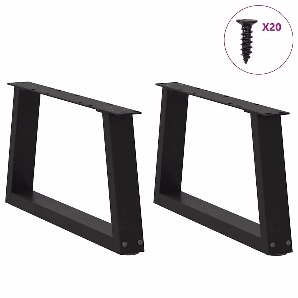 Berkfield Home V-Shape Dining Table Legs, 2 Pieces, Black Steel, H 50 cm x W 30-31.3 cm – 2