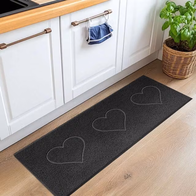 Nicoman Black PVC Spaghetti Runner Rug, Non-Slip and Weatherproof, W: 60 cm, L: 150 cm