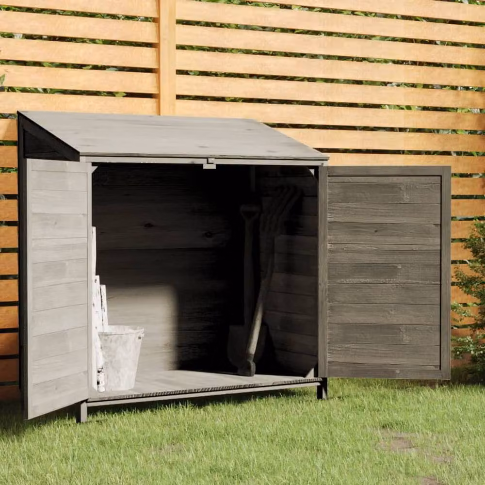 Berkfield Home Anthracite Garden Shed in Black Solid Wood, W/D/H: 102 x 52 x 112 cm – 2