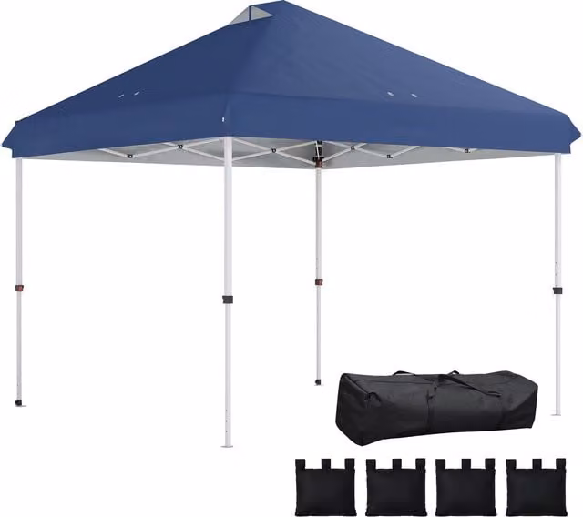 Outsunny One-Touch Pop Up Garden Gazebo with Wheels, Dark Blue, W/D: 300 x 300 cm