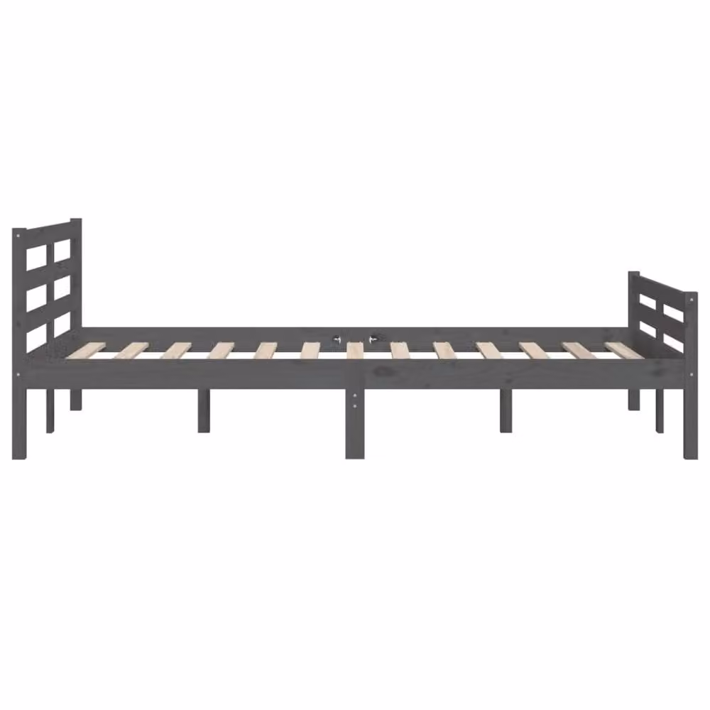 Berkfield Home Grey Solid Pine Wood Bed Frame W: 140 cm, L: 200 cm – 3