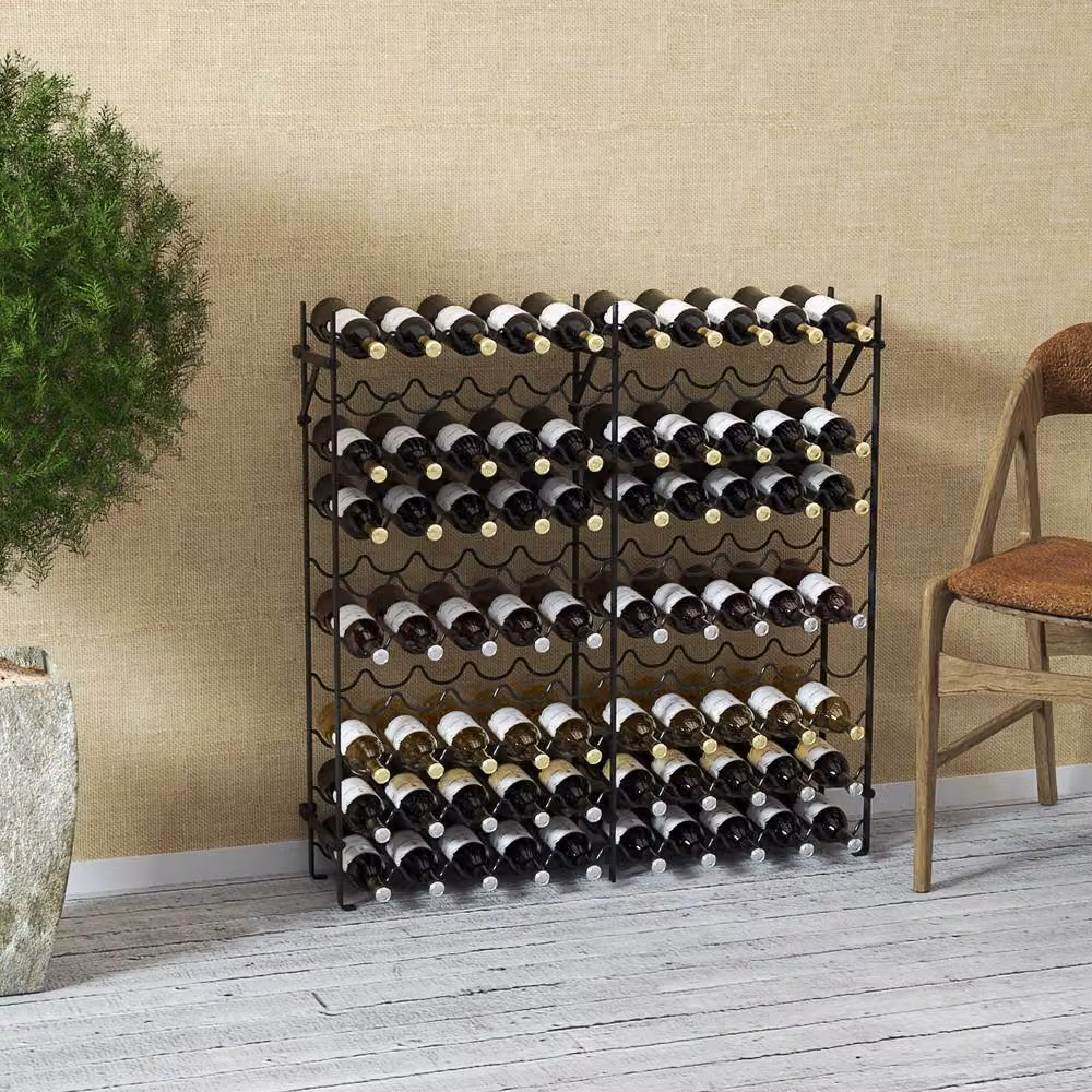 Costway 10-Tier Large 100-Bottle Wine Rack in Black Metal – 4