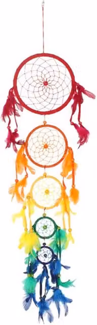 KDMK Rainbow Boho Dreamcatcher Hanging Mandala Decor in Multicolour and Yellow