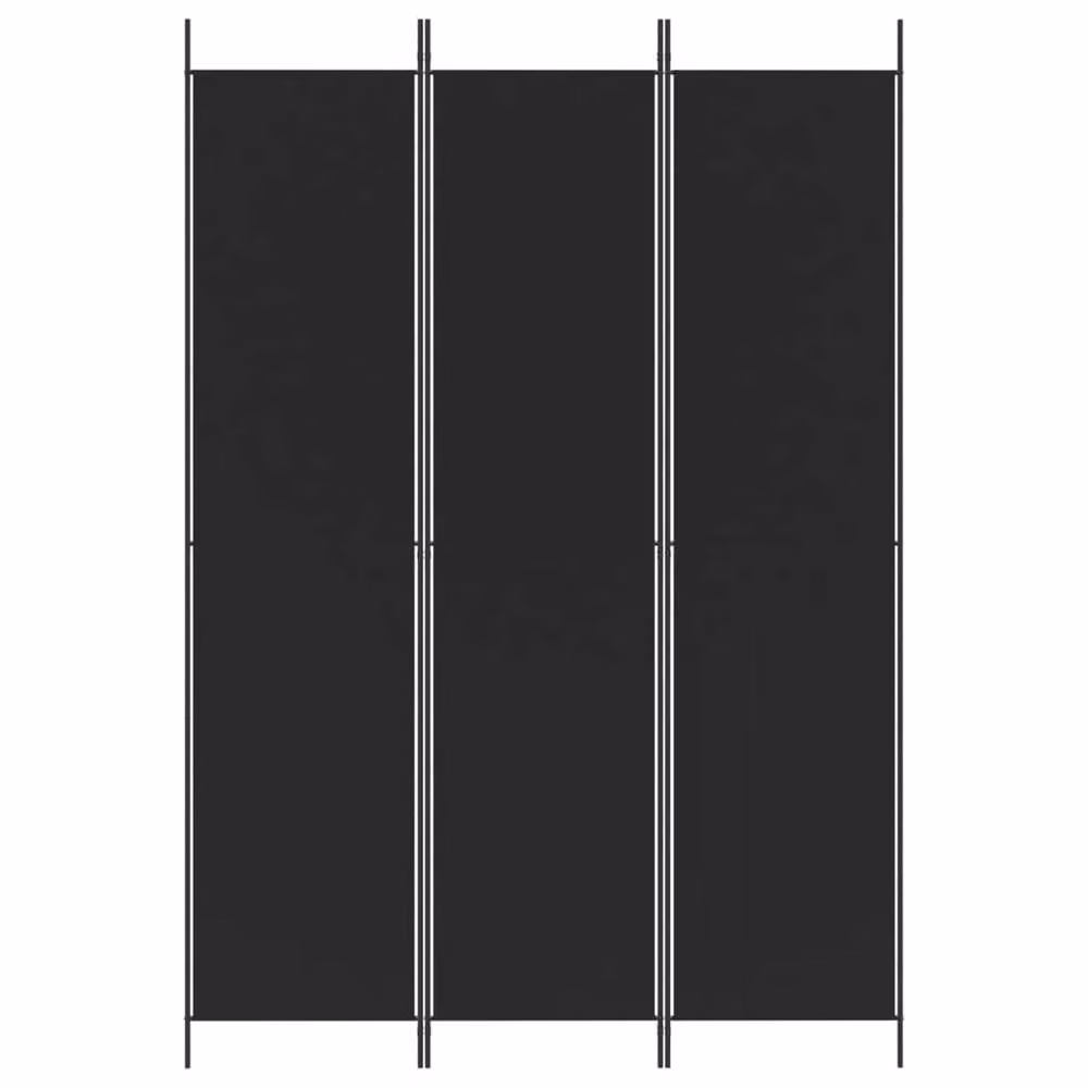 Berkfield Home 3-Panel Fabric Room Divider in Black, W: 150 cm, H: 220 cm – 3