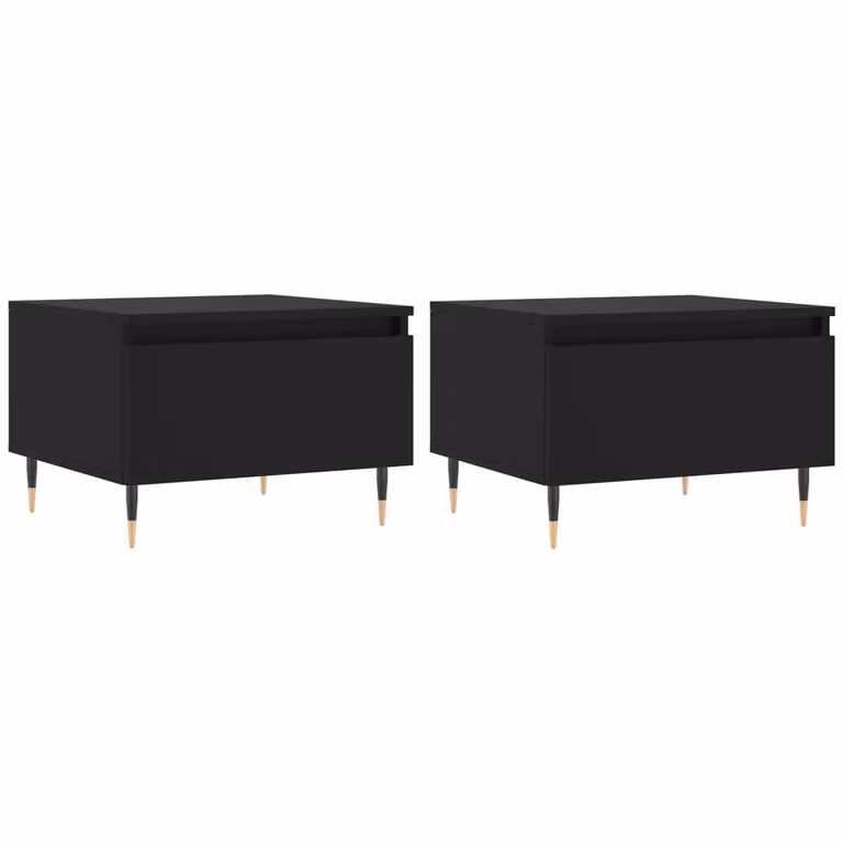 Berkfield Home Set of 2 Modern Black Nesting Coffee Tables, W/D/H: 50 x 46 x 35 cm