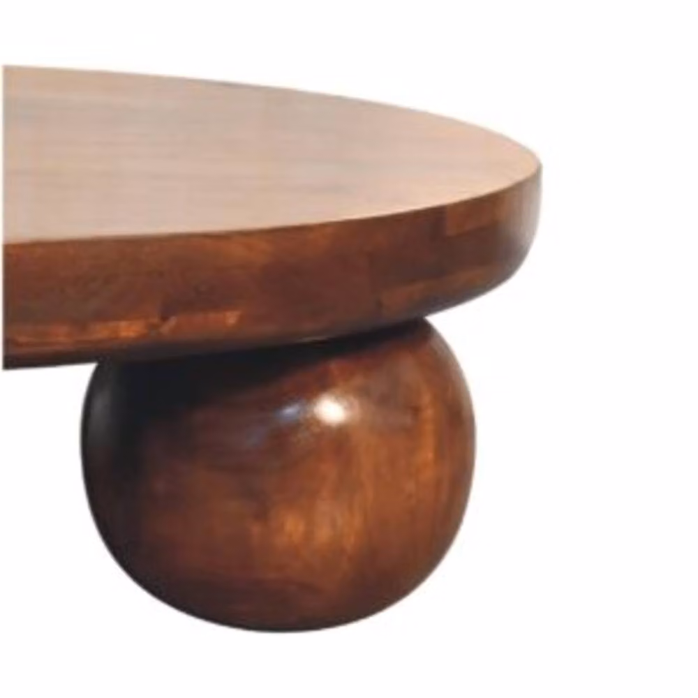 Wyld Haus Reims Round Mango Wood Coffee Table in Brown, W: 80 cm, D: 80 cm, H: 23 cm – 4