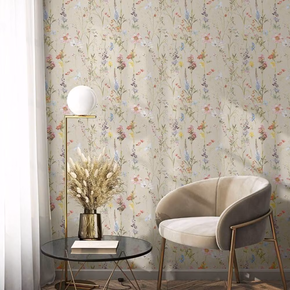 World of Wallpaper Elsie Floral Textured Botanical Wallpaper in Beige – 2